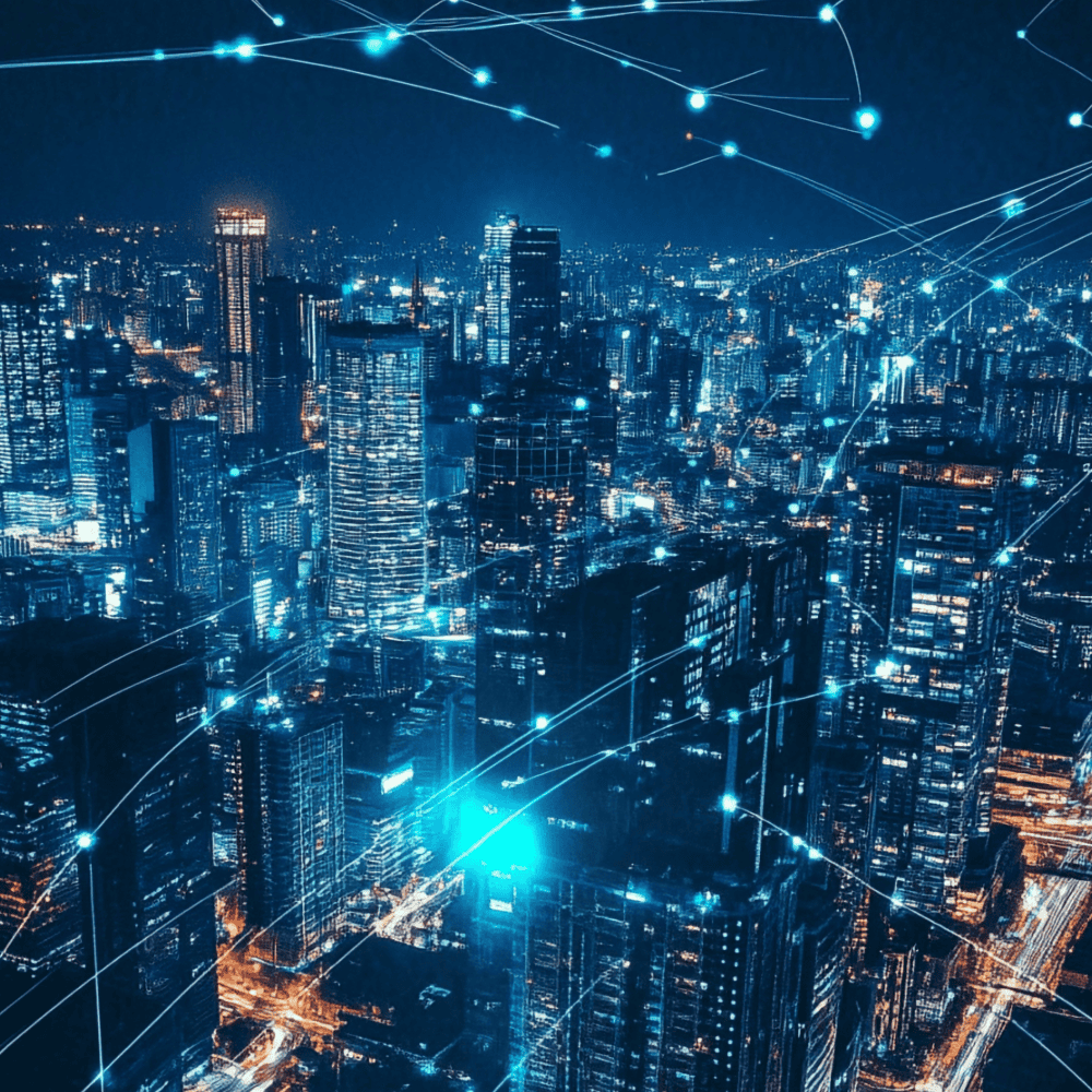Digital city infrastructure – representing cyber-physical risk protection for critical sectors like energy, telecom, and transport